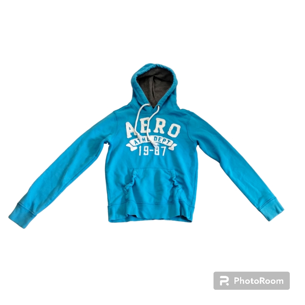 Girl Aeropostale Turquoise Blue Pull Over Hoodie Sweatshirt Size XS/TP